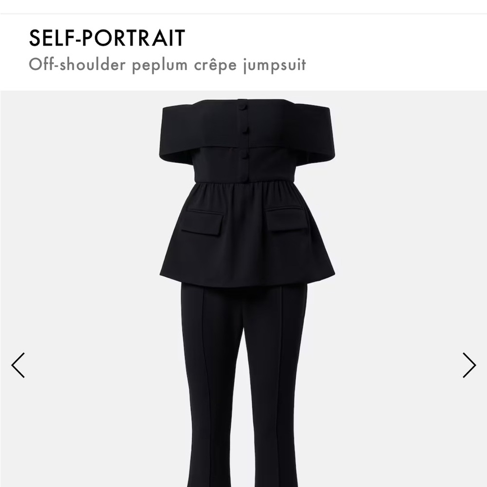 Self-Portrait Black Off-Shoulder Crêpe Jumpsuit